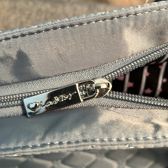 Luv Betsey blue quilted nylon tote with drop handles two outer pockets - Picture 6 of 11